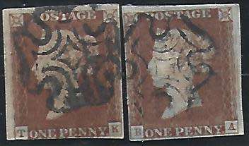 Great Britain - Penny red - Stamps and complete letter - Black Maltese Cross Cancelled