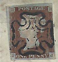 Great Britain - Penny red - Stamps and complete letter - Black Maltese Cross Cancelled