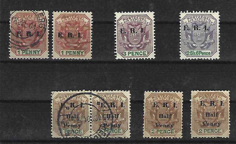 Zuid Afrikaansche Republiek - 1901 - Overprinted E.R.I. Mint hinged and cancelled- as per scan