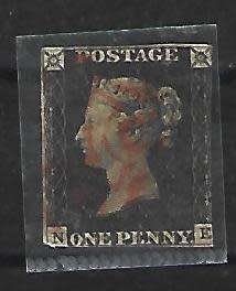 Great Britain - Penny Black with RED Maltese Cross - used - As per scan