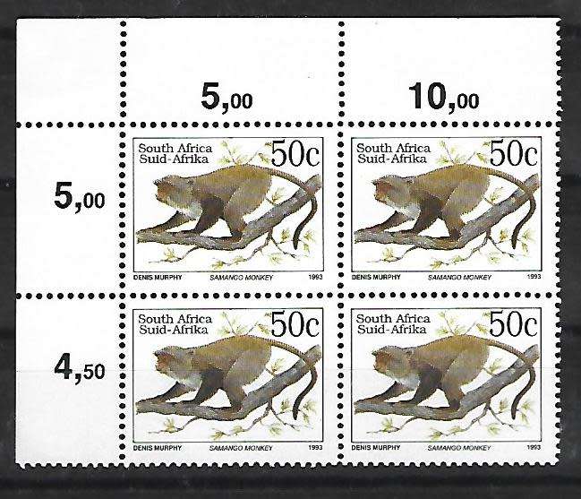 RSA- SACC 832a - Six Definitive issue - 50c - corner block of 4- **Mint