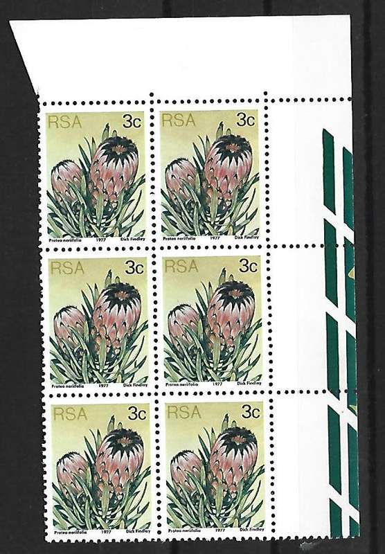 RSA SACC 420 - 3c Protea series- Variety- Flaws on the Jubilee Line