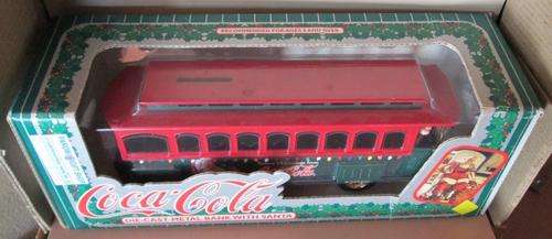 THE ERTL COMPANY 1995 THE COCA-COLA COMPANY - COCA-COLA DIE-CAST METAL BUS BANK WITH SANTA
