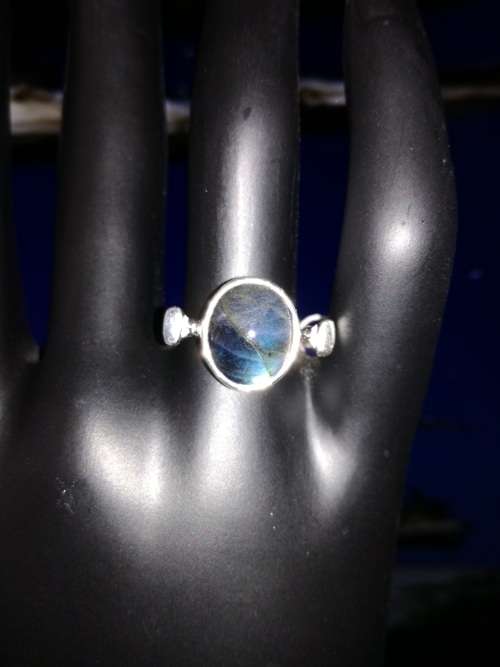 925 silver ring with real LABRADORITE semi precious stones size 9