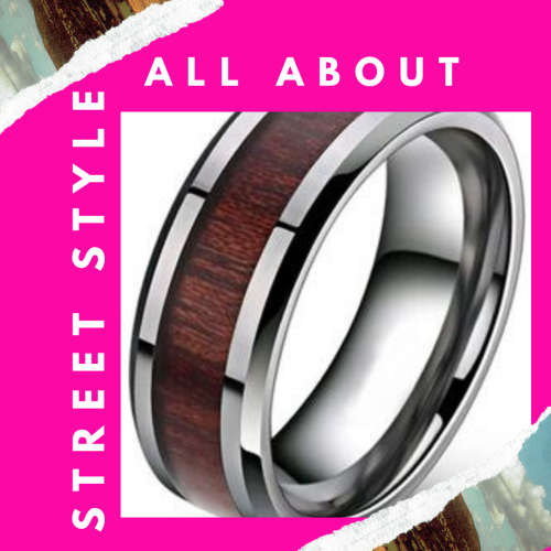 Wood and Stainless steel wedding ring **Size 14**