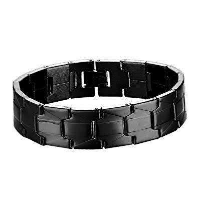 Black Stainless Steel Cross Spanish Bracelet Chain Link