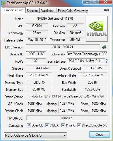 Gainward Gtx 670 Graphics card
