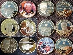 NELSON MANDELA 10 YEARS OF FREEDOM GOLD PLATED BRASS