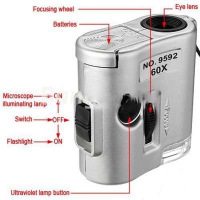 Mini 60X LED Light Jeweler Loupe Pocket Magnifying Magnifier Profi Microscope