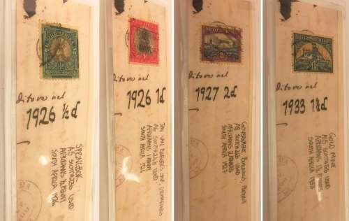 4 x Rare SA Stamp Bookmarks 1926-1933 (CLEARANCE)