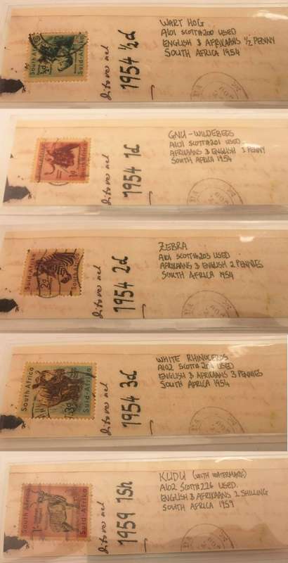 5 x Rare SA Stamp Bookmarks 1954-1959 (CLEARANCE)