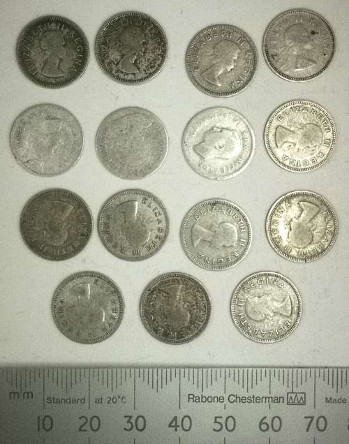 15 x Silver SA 3 Pennies 1933-58 (CLEARANCE)