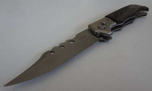 Flick Knife with Dark Wooden Handle