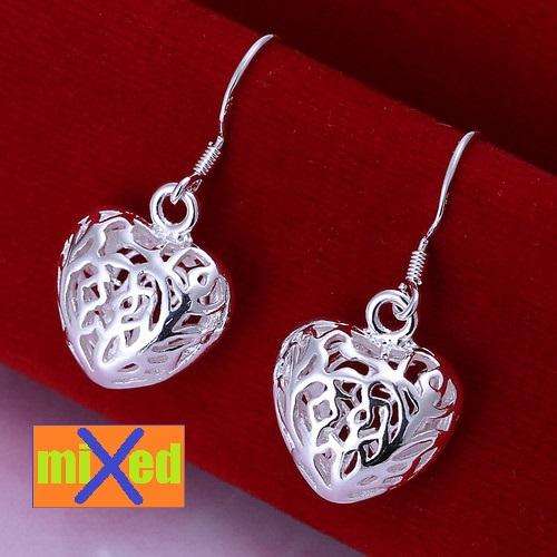 Silver Hollow Heart Earrings