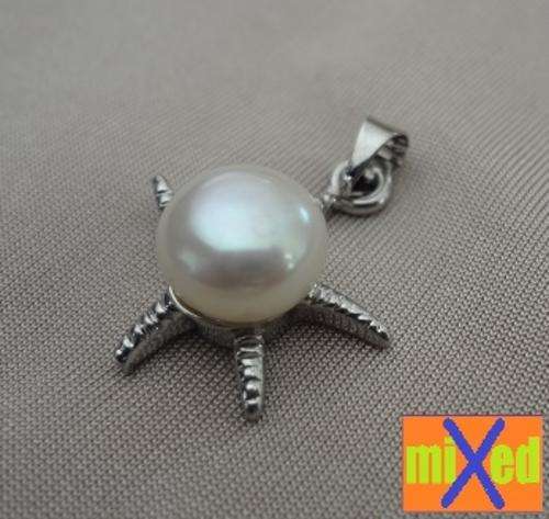 Silver & White Pearl Starfish Pendant