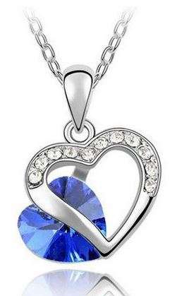 White gold Plated Yellow Austrian Crystal Rhinestone Heart Necklace Pendant
