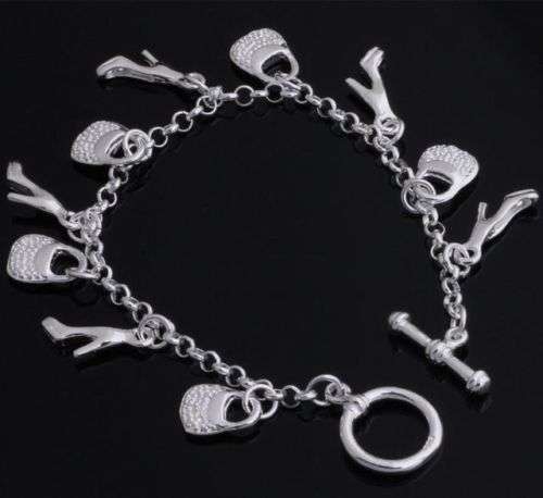 Silver Shoe & Purse Charm Bracelet
