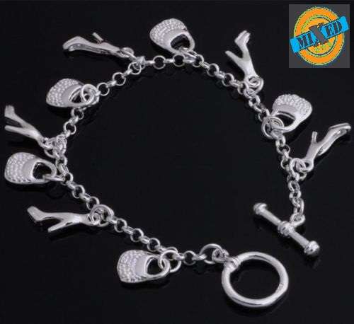 Silver Shoe & Purse Charm Bracelet
