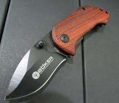 Mini Small Folding Knife 440C Blade Wood Handle Camping Pocket Knife