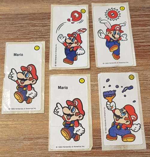 5 X MARIO - BUBBLE GUM STICKERS