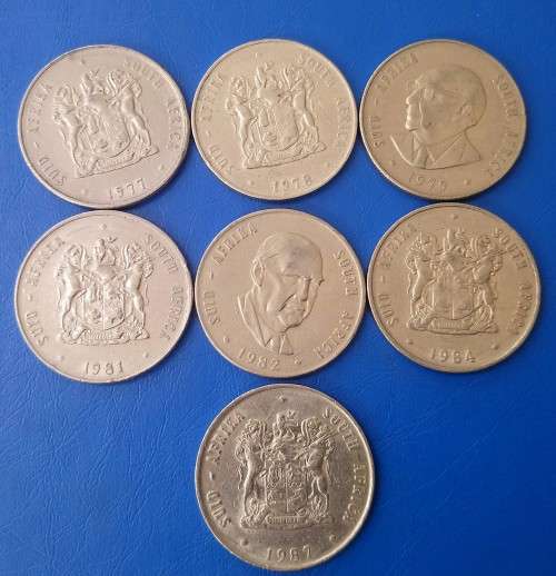 SOUTH AFRICAN R1 X 7 ALL DIFFERENT YEARS   (As per photo)
