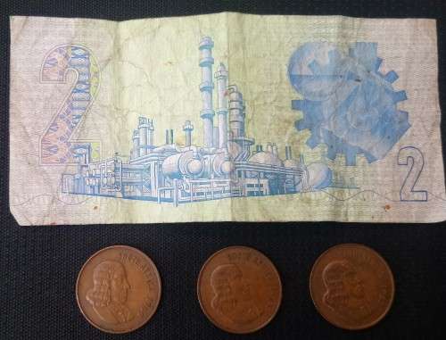 Coins and a R2 Note from South Africa