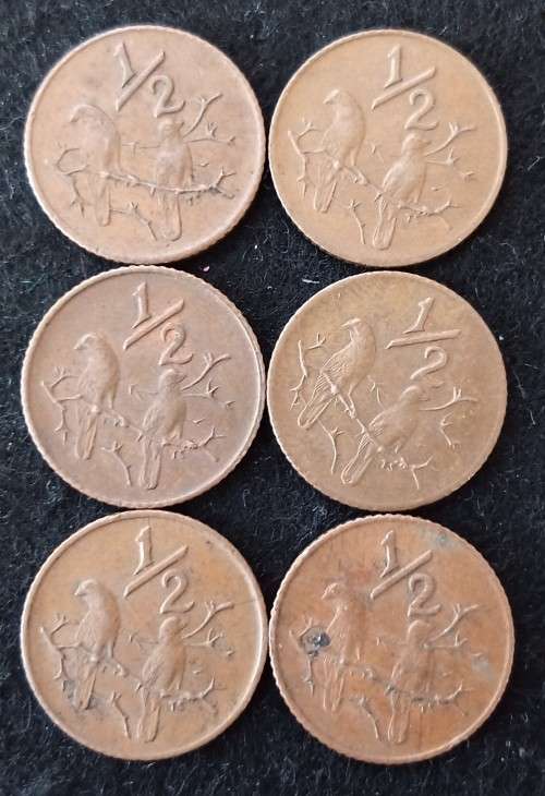 6x 1970 1/2 Cent coins  (As per photo)