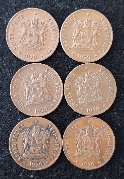 6x 1970 1/2 Cent coins  (As per photo)