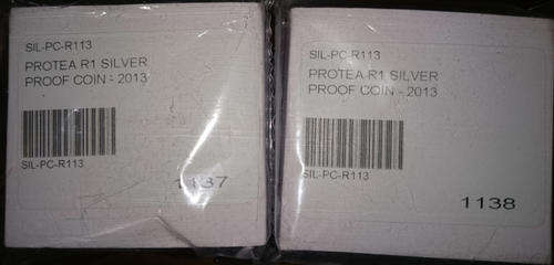 2 x Protea R1 Silver Proof Coin 2013 - 1137-1138 - R1 Start