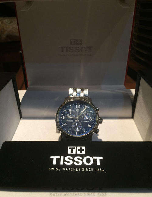 Tissot PRC 200 Chronograph Blue Dial Stainless Steel Mens Watch - R1 Start
