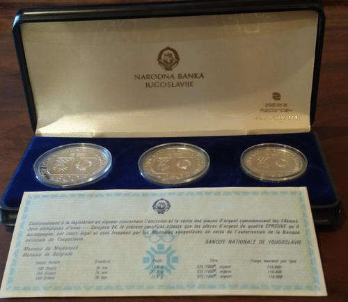 Yugoslavia Sarajevo 1984 Silver set 500, 250 and 100 dinara - R1 Start