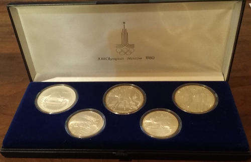 XXII OLYMPIAD MOSCOW 1980 SILVER PROOF: 3x10 RUBEL 2x5 RUBEL - R1 Start