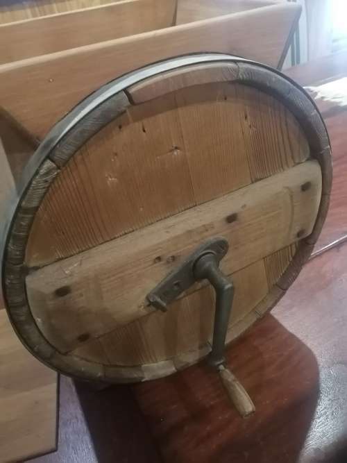 Awesome rare antique wooden cylinder butter churner