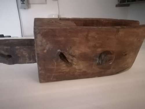 Wooden clamp for leather works - very old with lots of patina