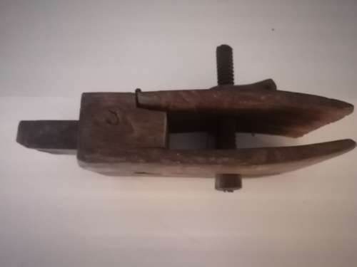 Wooden clamp for leather works - very old with lots of patina