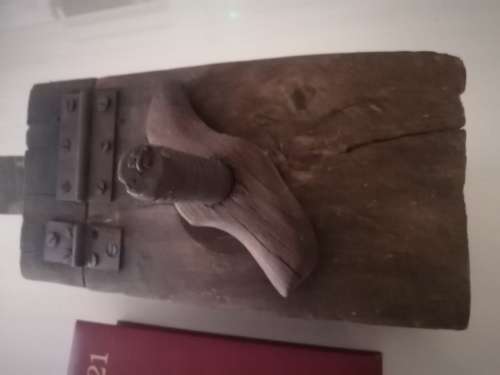 Wooden clamp for leather works - very old with lots of patina