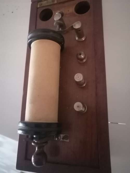 Lie detecting instrument in wooden box