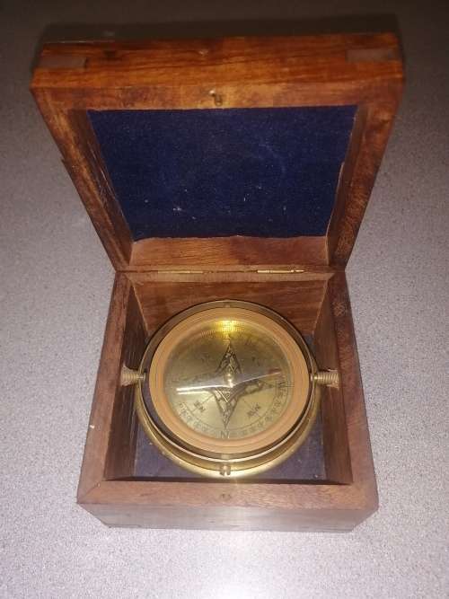 Compass in wooden box
