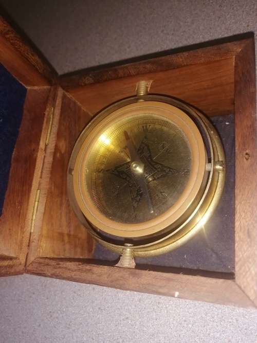 Compass in wooden box