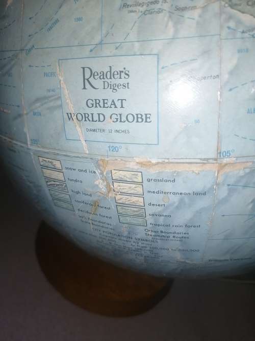 Earth globe on stand from the sixties
