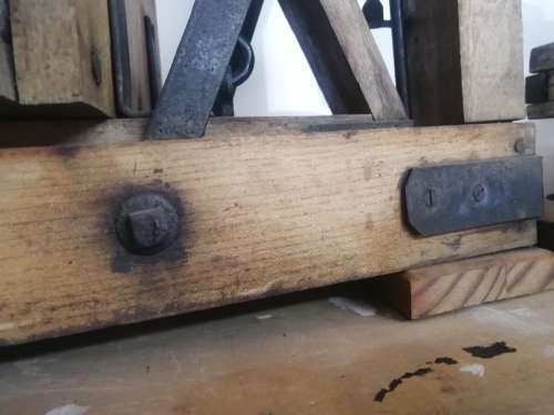 French made wooden and steel scale used in bakery, a real antique piece with lots of patina and in a