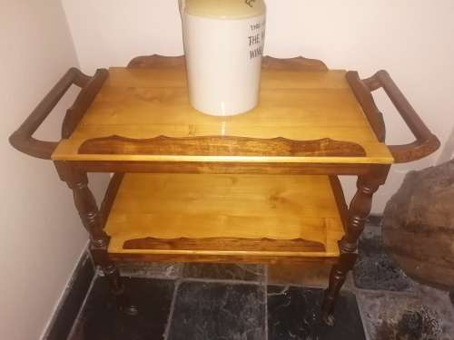 Yellow wood tea trolley