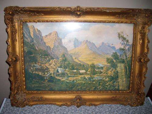 Tinus De Jongh original copy and frame from 1938 of the great trek / Groot trek 1838