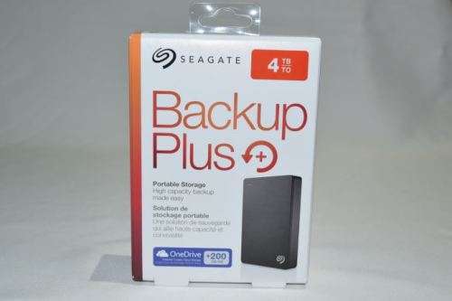 Business Backup Seagate 4TB External Hard Dive, 3.0 USB Cable, Box is Open