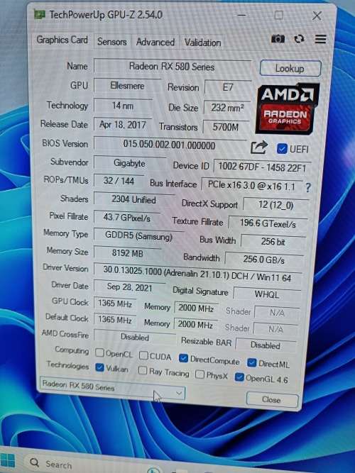 Rx580 Aorus gaming 8gb