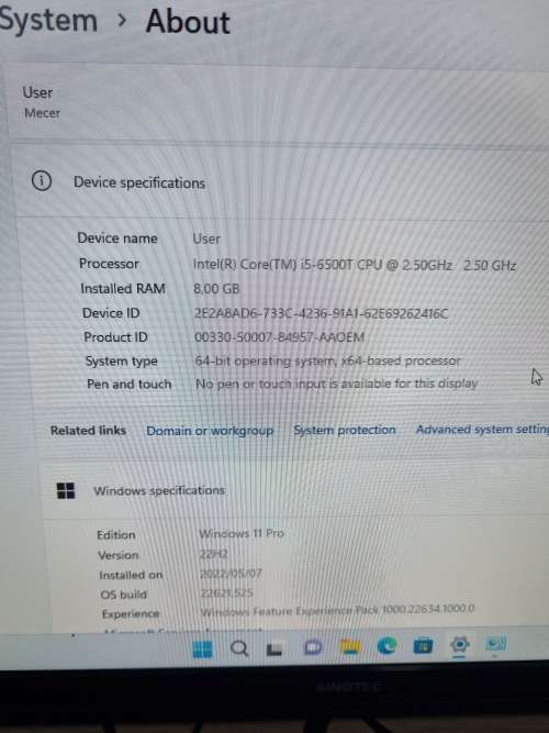 Pegatron H110D4-M1 motherboard with i5 6th gen cpu, fan and 8gig ram