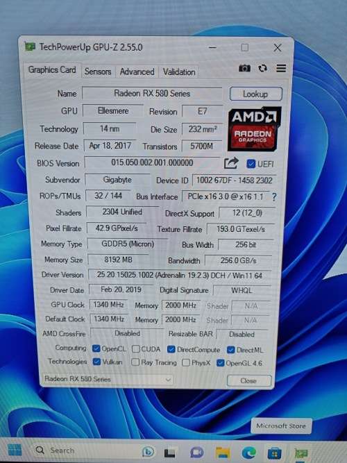 GIGABYTE RX580 8GB MI