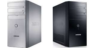 desktop tower with keyboard and mouse