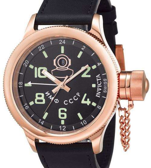 Invicta Gents Signature XXL Collection Russian Diver 18k Rose Gold-Plated GMT Swiss Quartz Watch