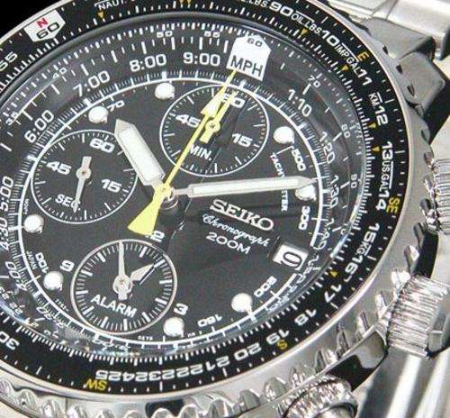 SEIKO MENS ELITE FLIGHTMASTER CHRONOGRAPH ALARM PILOT SLIDE-RULER WATCH SNA411P1+FREE SHIPPING+